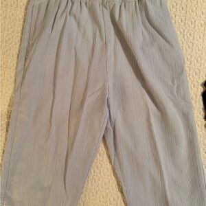 Westbound Light Blue Pinstripe Elastic-Waist Capris